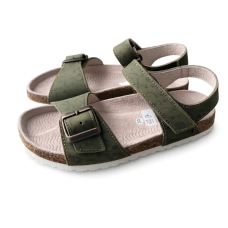 Dětské kožené sandálky Smile khaki